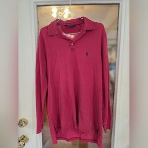 Ralph Lauren Polo Golf Men's Red Long Sleeve Shirt Pima Medium